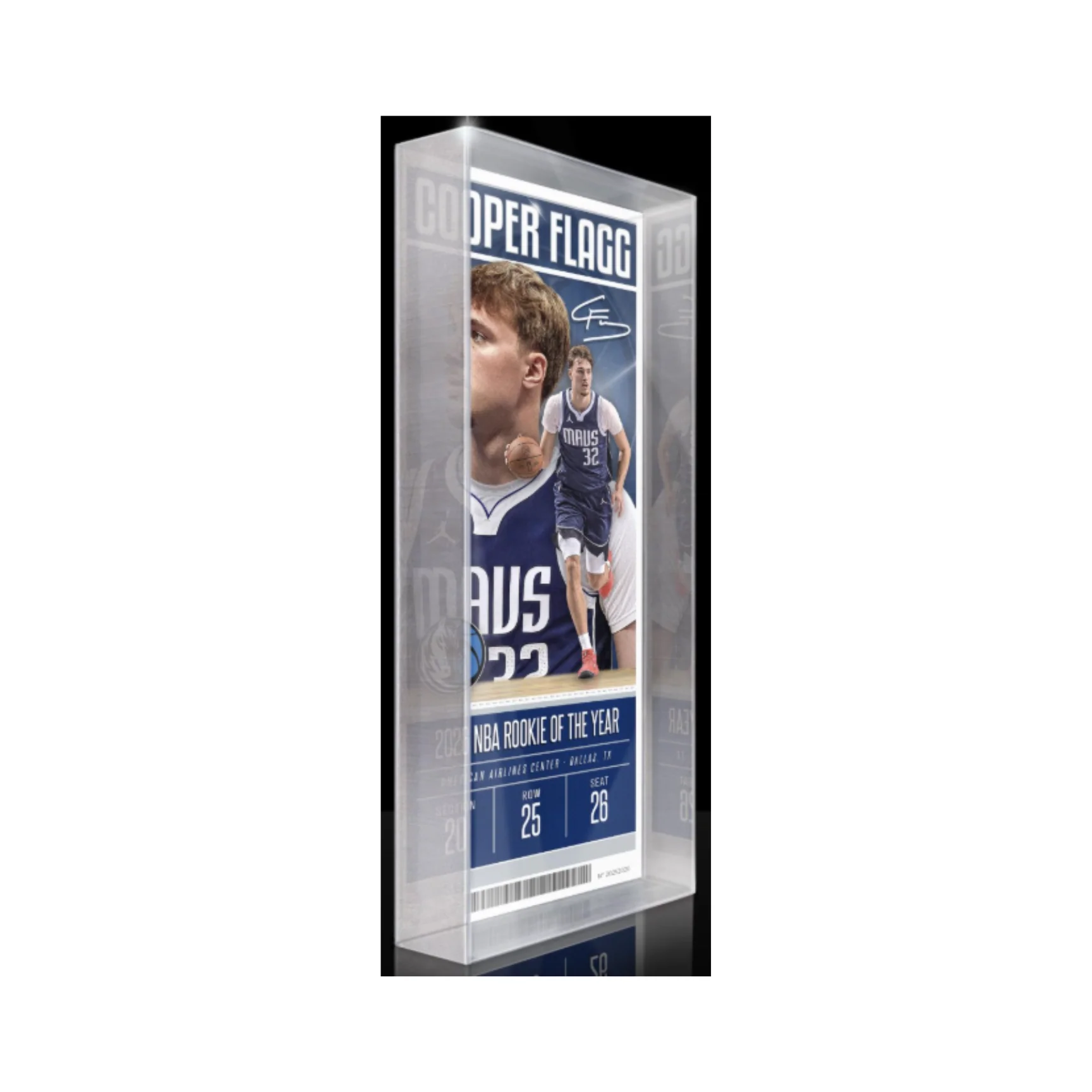 DALLAS MAVERICKS HIGHLAND MINT COOPER FLAGG ROOKIE OF THE YEAR ACRYLIC 3D TICKET - Image 3